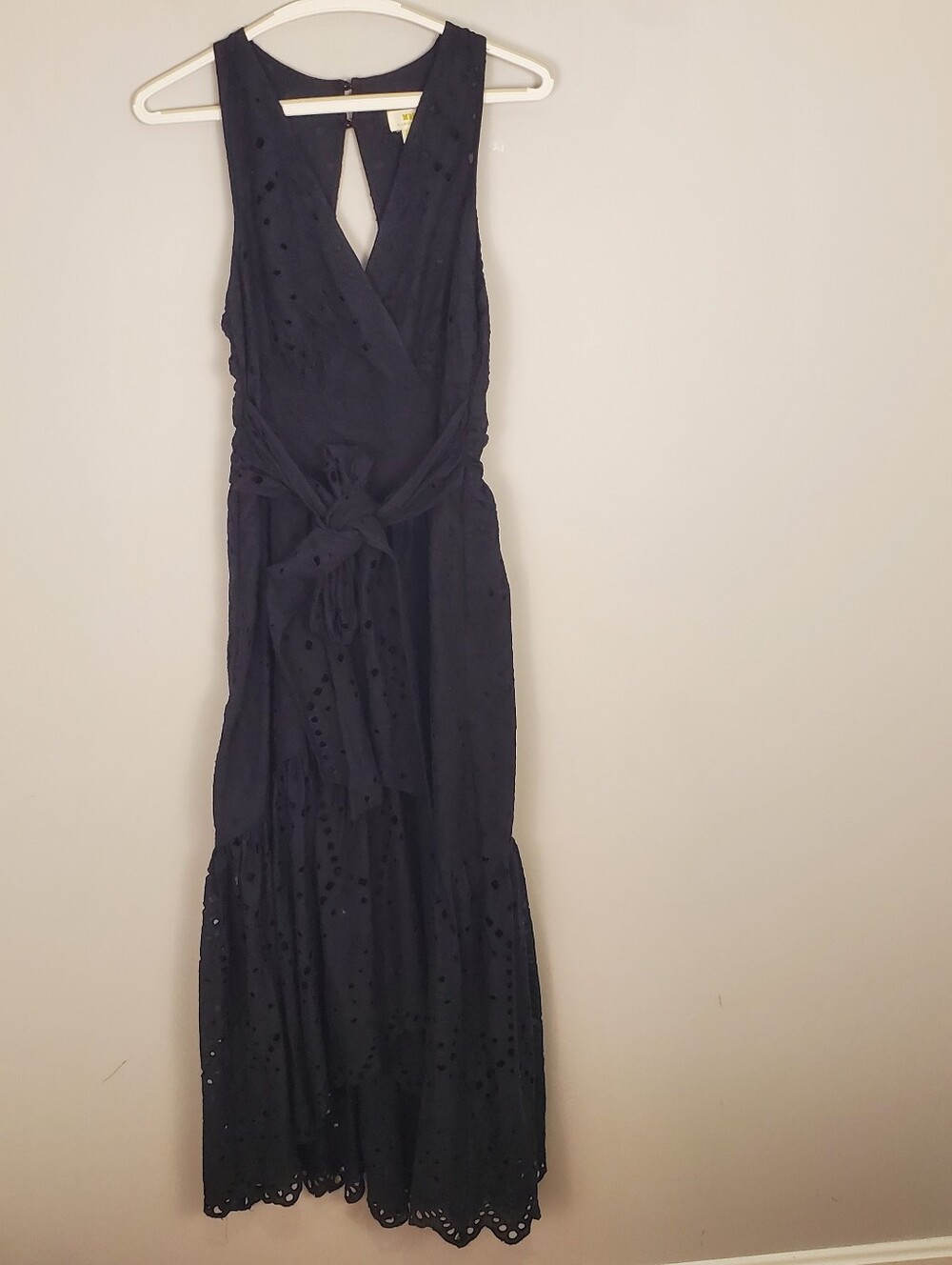 Maeve by Anthropologie Eyelet Wrap Midi Dress Size 6 NWT Black New - Picture 5 of 15